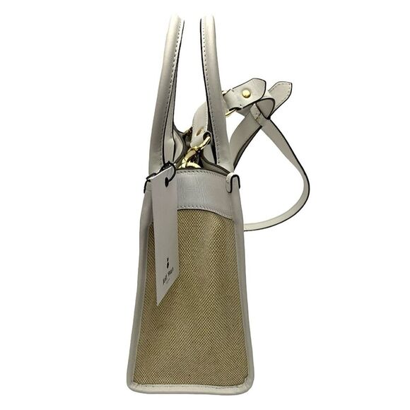 Jeff Wan Textile Tote – Quilted Leather Pineapple, Crossbody/Top Handle – Beige - Picture 4 of 12